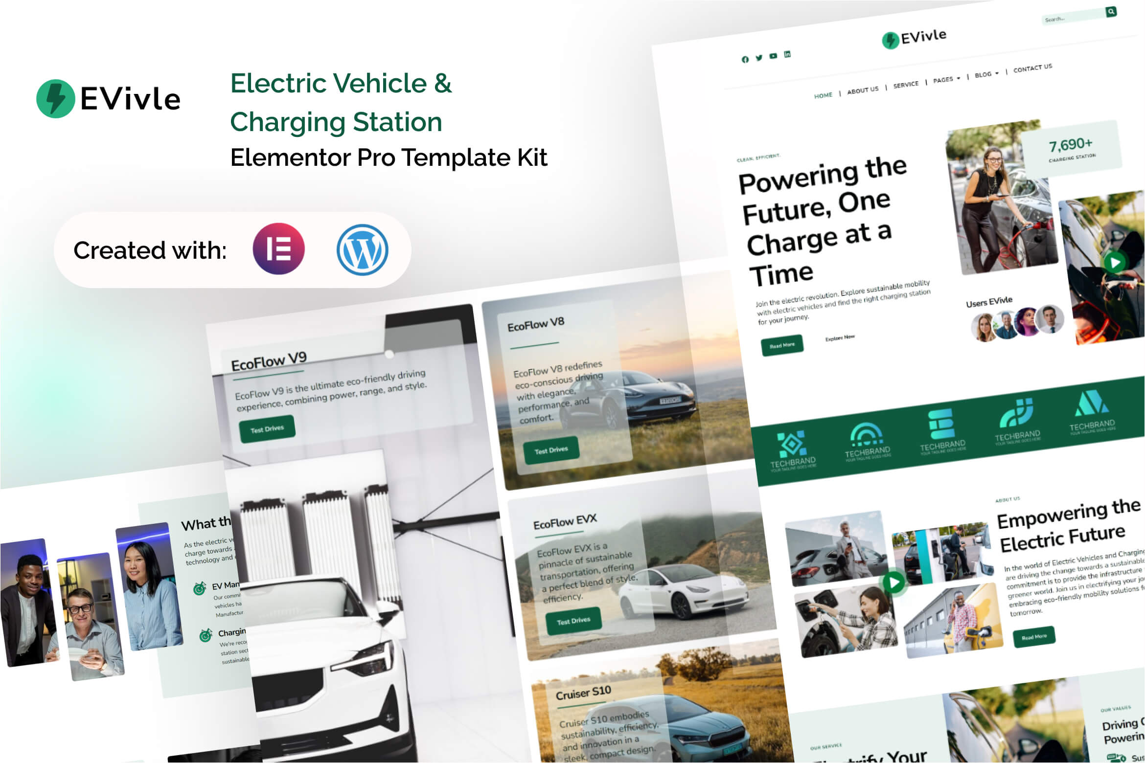 EVivel - Electric Vehicle & Charging Station Elementor Pro Template Kit