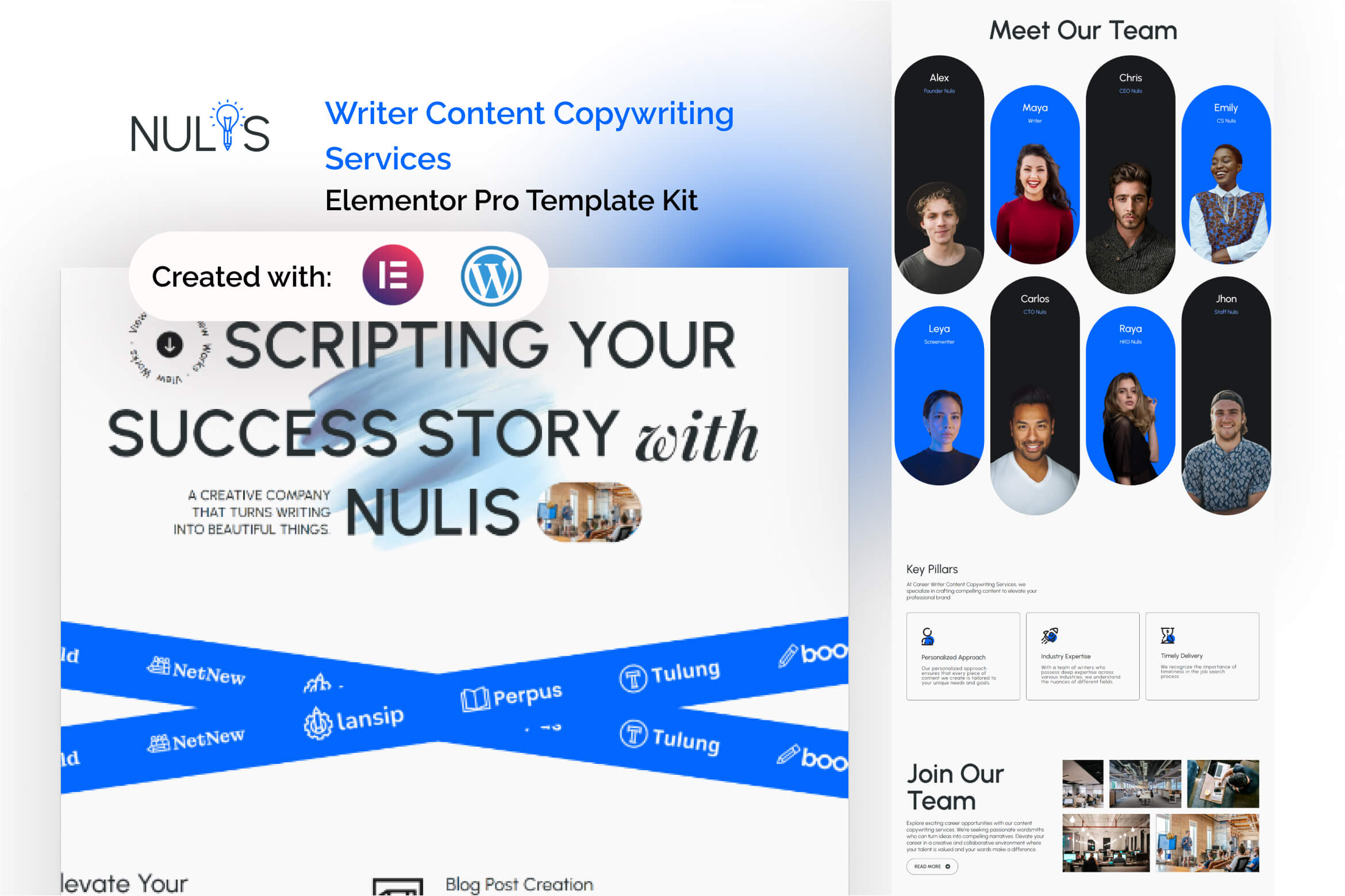  Nulis - Writer Content Copywriting Services Elementor Pro Template Kit